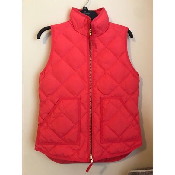 J. Crew Womens Coral Puffer down Vest Size Xs - Picture 1 of 2